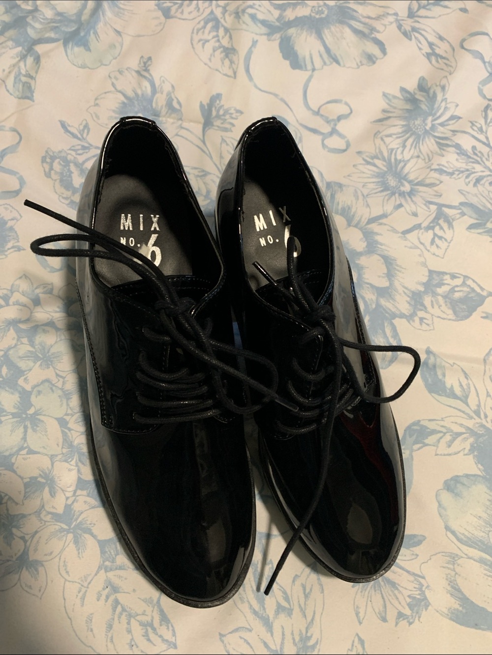 Mix No. 6 Black Patent Lace-Up Derby Shoes
